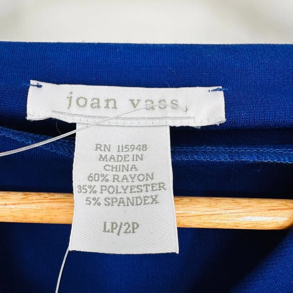 Joan Vass Drape Front Cobalt Blue Long Sleeve Elegant Professional Dress New 2P - Picture 7 of 9